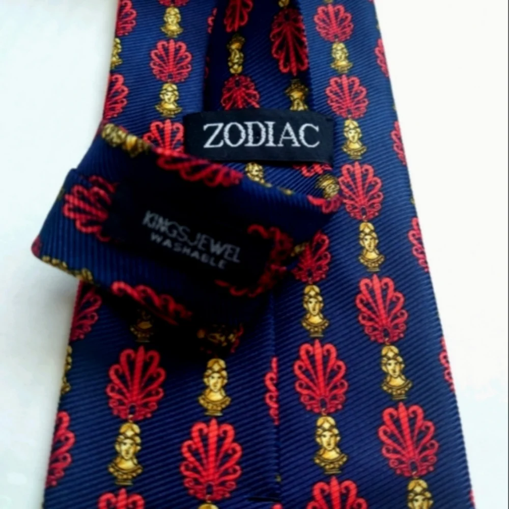 ZODIAC Print Pattern Ties Navy Blue, Red, Yellow Bundle Set Of 2